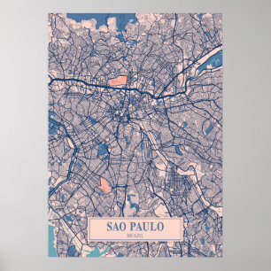 Sao Paulo - Brasilien Breezy City Map Poster