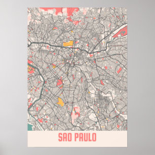 Sao Paulo - Brasilien Chalk City Map Poster