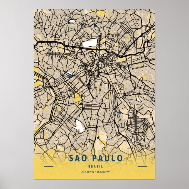 Sao Paulo - Brasilien Gelbe Karte Poster (Vorne)