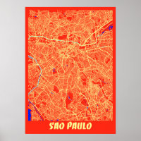 Sao Paulo - Brasilien Retro City Map