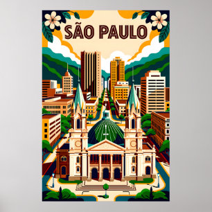 São Paulo Brasilien Retro-Reiseposter-Kunst Poster