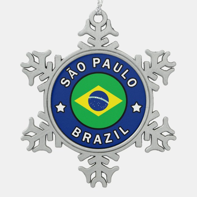 São Paulo Brasilien Schneeflocken Zinn-Ornament (Vorderseite)