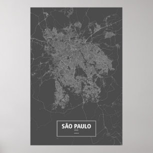 Sao-Paulo, Brasilien (weiß auf Schwarzem) Poster