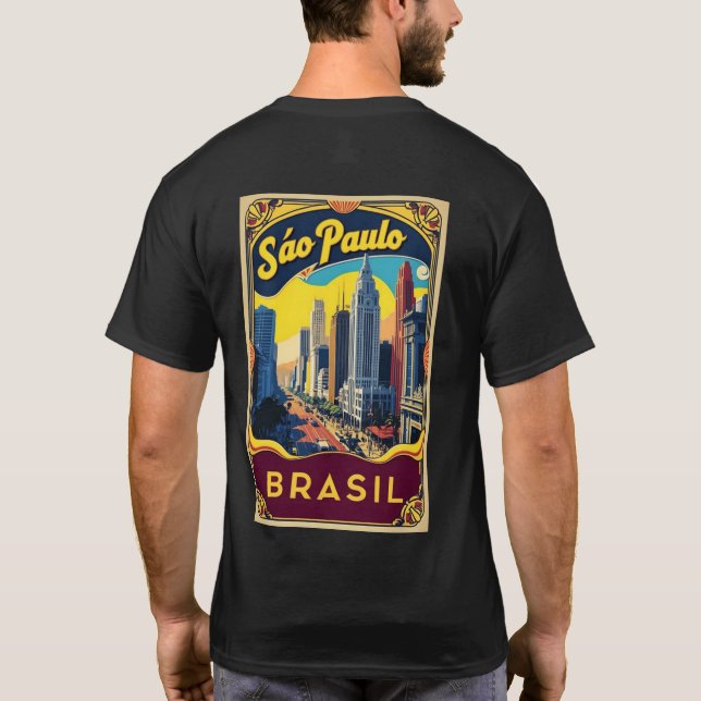 São Paulo Brazil Travel Poster T-Shirt (Rückseite)