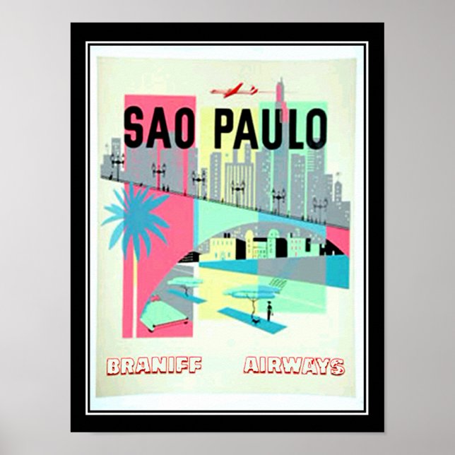 Sao Paulo Brazil Travel Vintage Poster (Vorne)