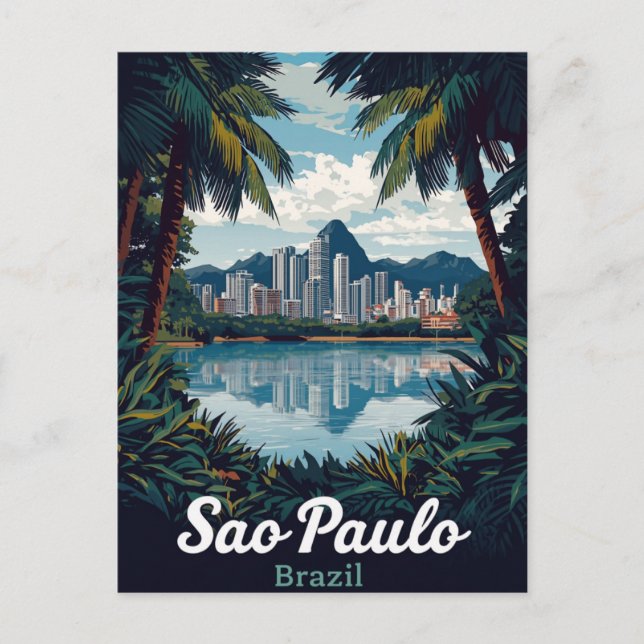 São Paulo Brazil Tropical City Skyline Postkarte (Vorderseite)