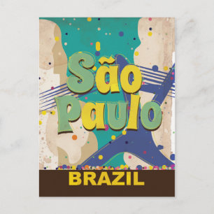 São Paulo Brazil Vintage Travel Poster Postkarte