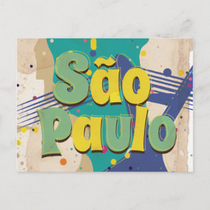 São Paulo Brazil Vintage Travel Poster Postkarte