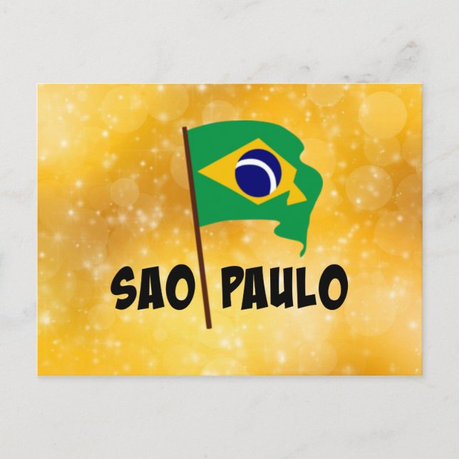 Sao Paulo, Flagge Brasiliens Postkarte (Vorderseite)