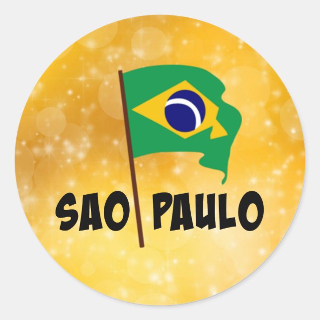Sao Paulo, Flagge Brasiliens Runder Aufkleber (Vorderseite)