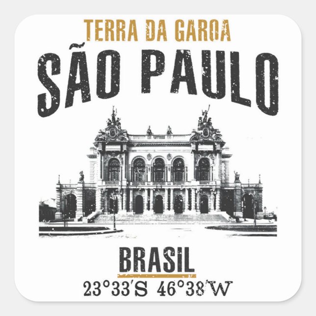 São Paulo Quadratischer Aufkleber (Vorderseite)