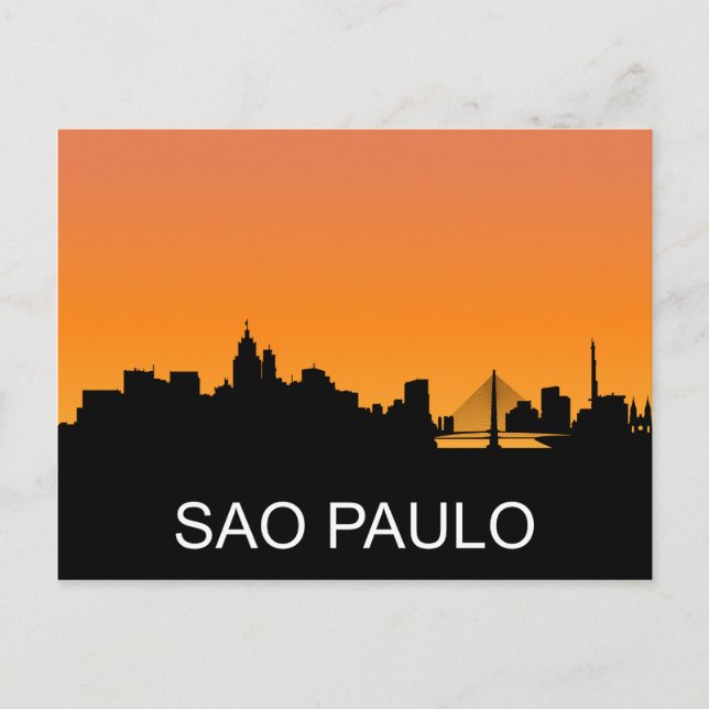 Sao Paulo Silhouette, Sonnenuntergang im Sommer Postkarte (Vorderseite)