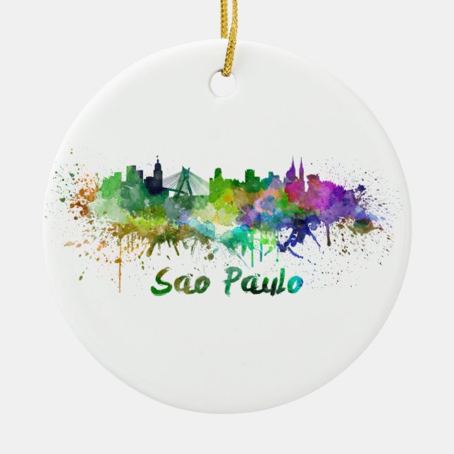 Sao Paulo skyline im Watercolor Keramikornament (Vorne)