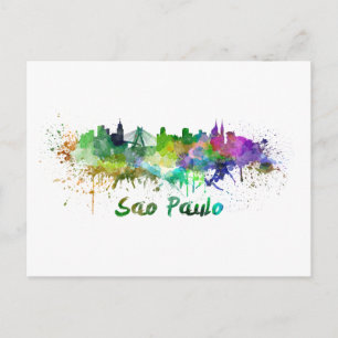 Sao Paulo skyline im Watercolor Postkarte