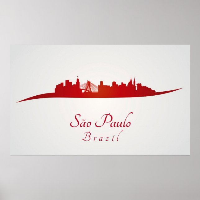 Sao Paulo Skyline in rot Poster (Vorne)