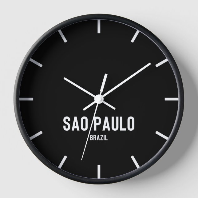 Sao Paulo Time Zone Newsroom Wall Clock Uhr (Vorderseite)