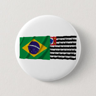 São Paulo u. wellenartig bewegende Flaggen Button