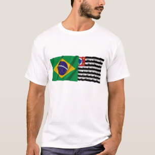 São Paulo u. wellenartig bewegende Flaggen T-Shirt