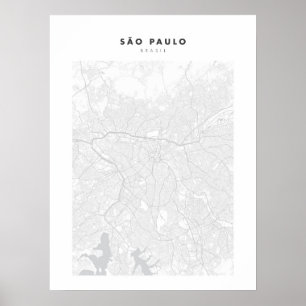 Sao Paulo White City Map Poster