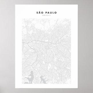 Sao Paulo White City Map Poster