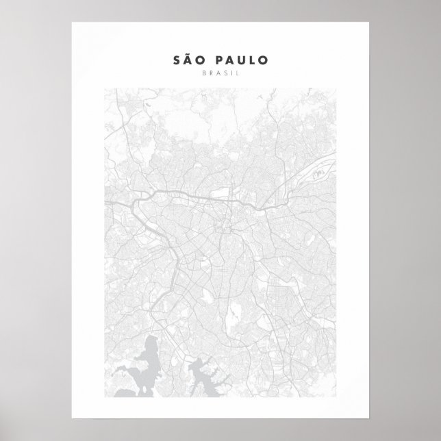 Sao Paulo White City Map Poster (Vorne)