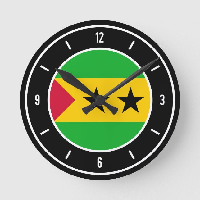 Sao Tome und Principe Flag Elegant Runde Wanduhr (Vorderseite)
