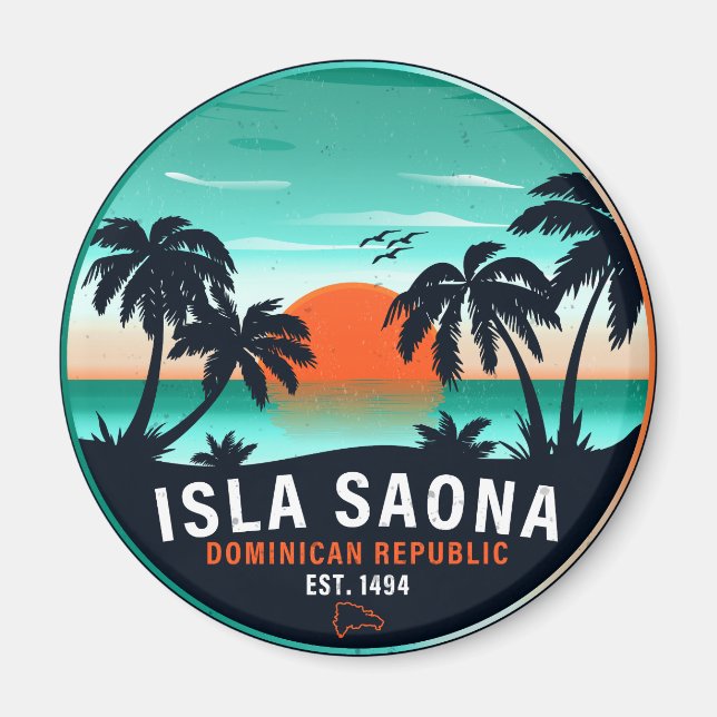 Saona Island Dominikanische Republik Retro Sunset  Magnet (Vorne)