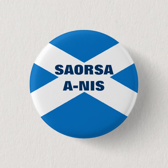 Saorsa ein NisScottish Saltire Button (Vorderseite)