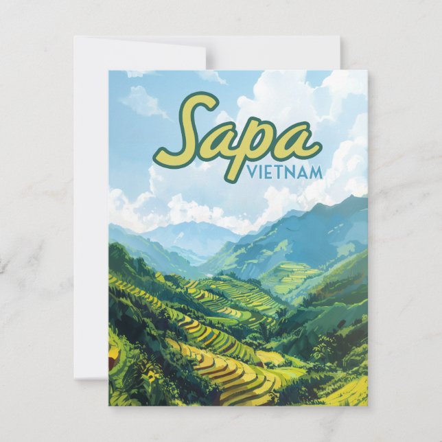 Sapa Vietnam Asia Rice Terraces Vintag Card (Vorderseite)