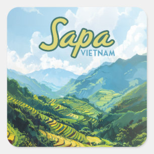 Sapa Vietnam Asien Reisen Quadratischer Aufkleber
