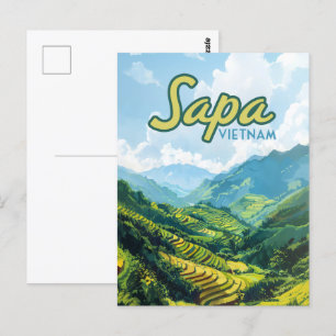 Sapa Vietnam Asien Reisterrassen Vintage Reise Postkarte