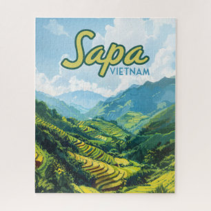 Sapa Vietnam Asien Reisterrassen Vintage Reise Puzzle