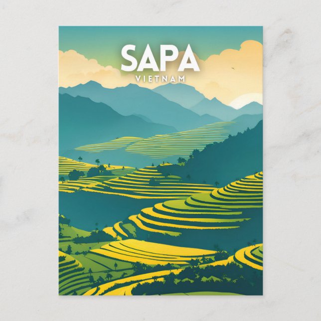 Sapa Vietnam Illustrationspaket Postkarte (Vorderseite)