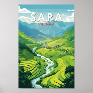 Sapa Vietnam Reisen Art Vintag Poster