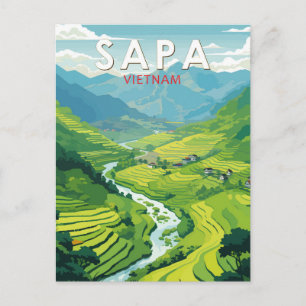 Sapa Vietnam Reisen Art Vintag Postkarte