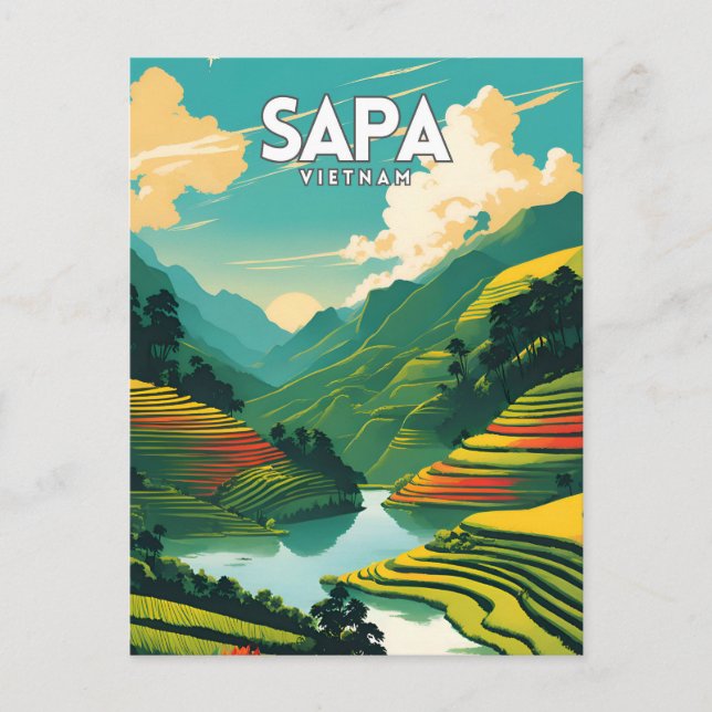Sapa Vietnam Vintag Postkarte (Vorderseite)