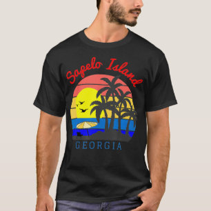 Sapelo Island, Georgia  Vintage Retro Beach Sunset T-Shirt