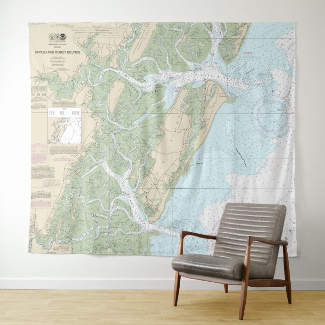 Sapelo und Doboy Sounds Nautical Chart 11510 Wandteppich (Beispiel (Horizontal))