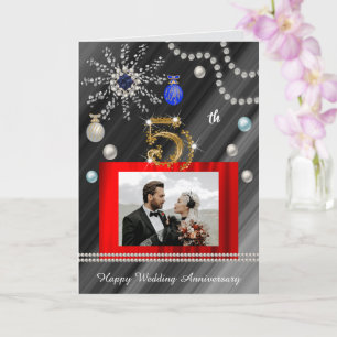 Saphir 5. Hochzeitstag zu Weihnachten 2 Fotos Karte