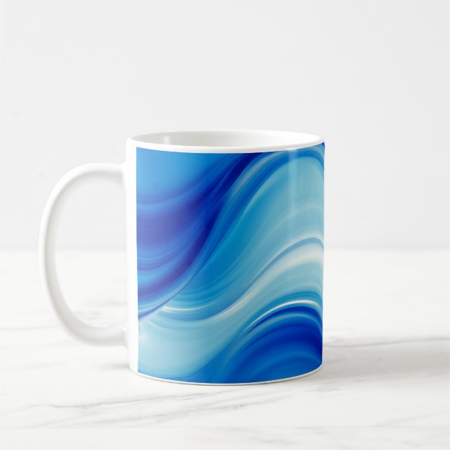 Saphir-Abstrakte-Wellen-Glow-Kunst Kaffeetasse (Links)