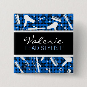 Saphir-bezauberndes Haar-Salon-Namen-Abzeichen Button