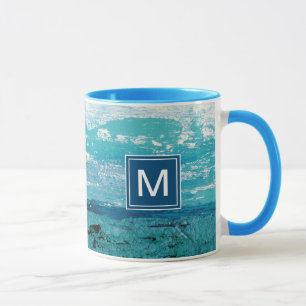 Saphir-Blau-Aquarell des Monogramm-  Tasse