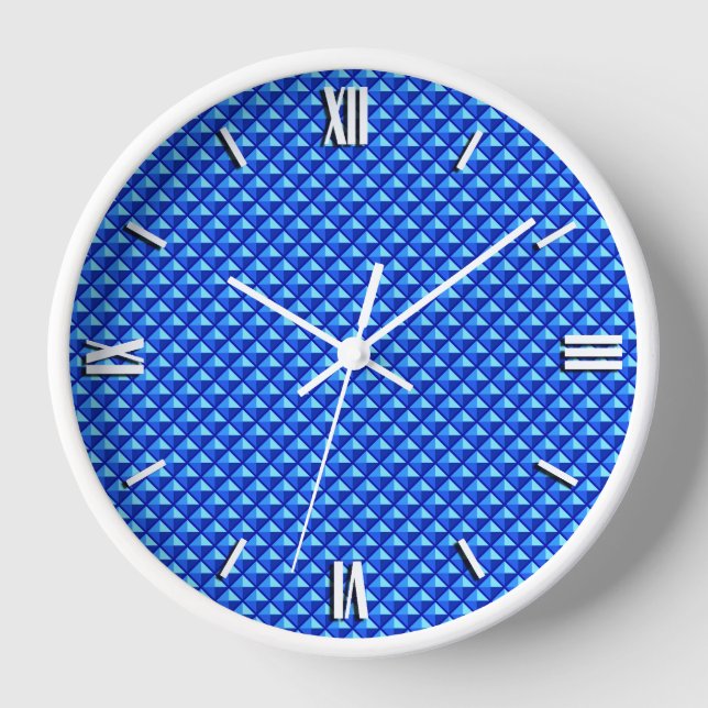 Saphir blau, Emaille-Look, gegossenes Gitter Wanduhr (Vorderseite)