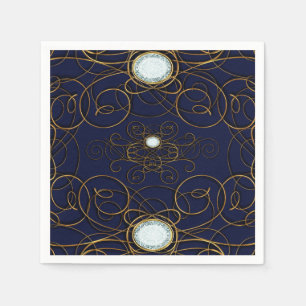 Saphir Blau & Gold Diamantene Hochzeitsparty Serviette