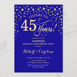 Saphir Blau Gold Überraschung 45. Jubiläumsfeier Einladung