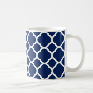 Saphir blau und weiß Quatrefolienmuster Tasse