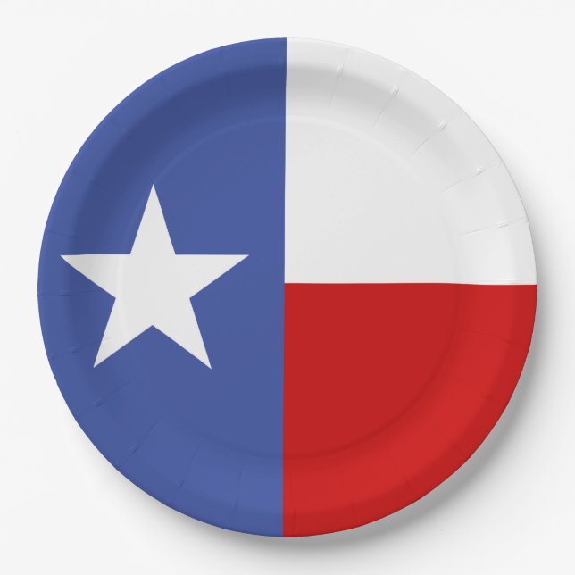Saphir-blaue und rote Texas-Flagge Pappteller (Vorderseite)