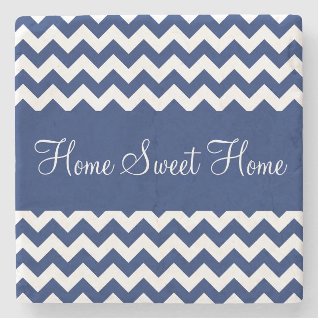 Saphir-blaue Zickzack Streifen Steinuntersetzer (Vorderseite)