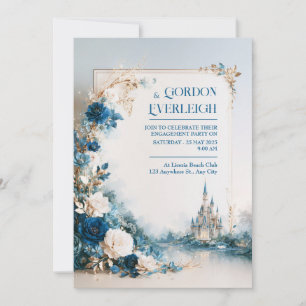 Saphir-Blumen-Schloss-Hochzeit Einladung