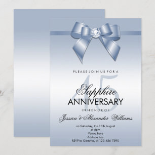 Saphir-Bogen und -Band 45. Hochzeitstag Einladung